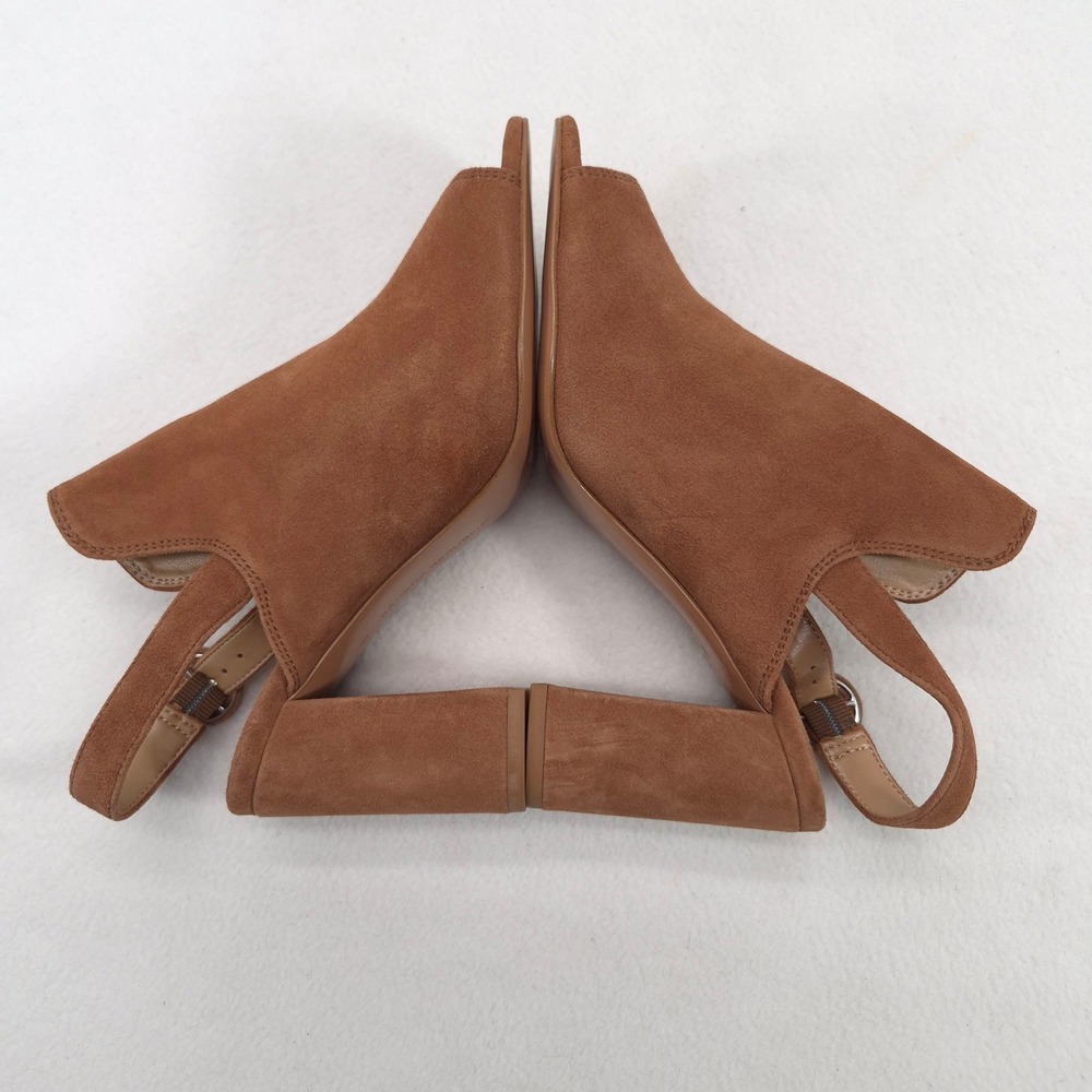 Banana Republic Brown Suede Block Heel Slingback Sandals Open Toe Womens 7.5 - Picture 8 of 10